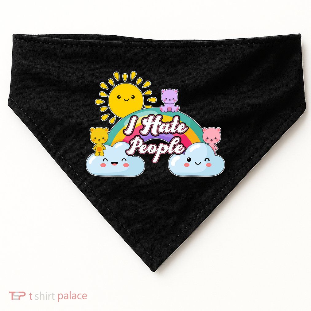 Funny Cute I Hate People  USA-Made Doggie Bandana