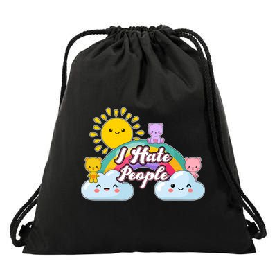 Funny Cute I Hate People  Drawstring Bag