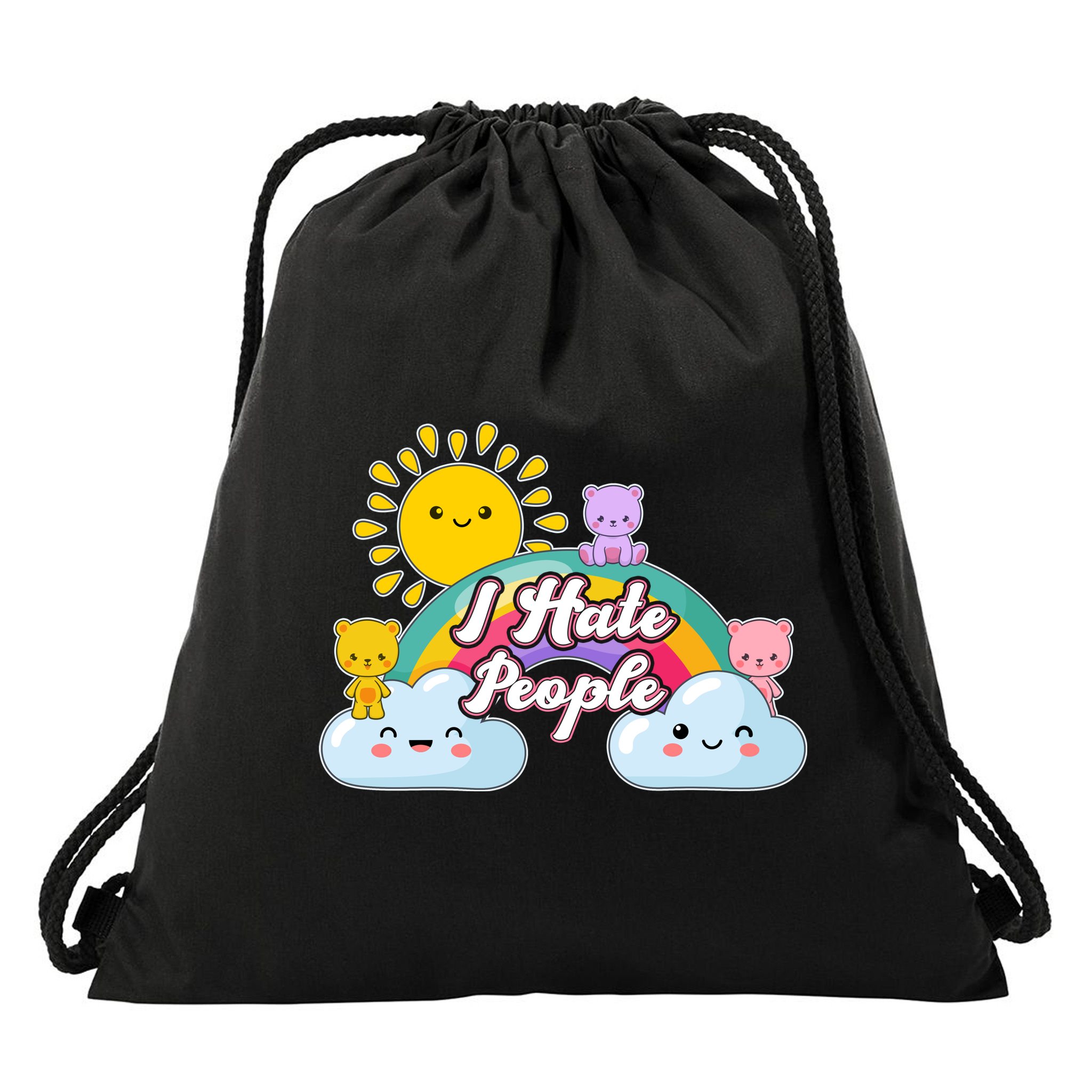 Funny Cute I Hate People  Drawstring Bag