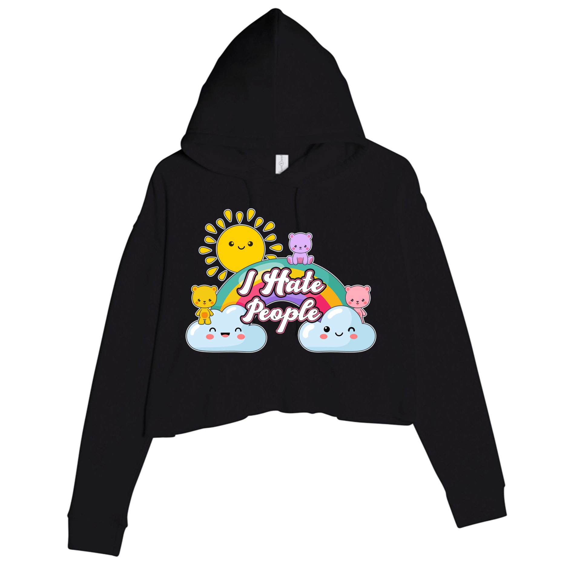 Funny Cute I Hate People  Crop Fleece Hoodie