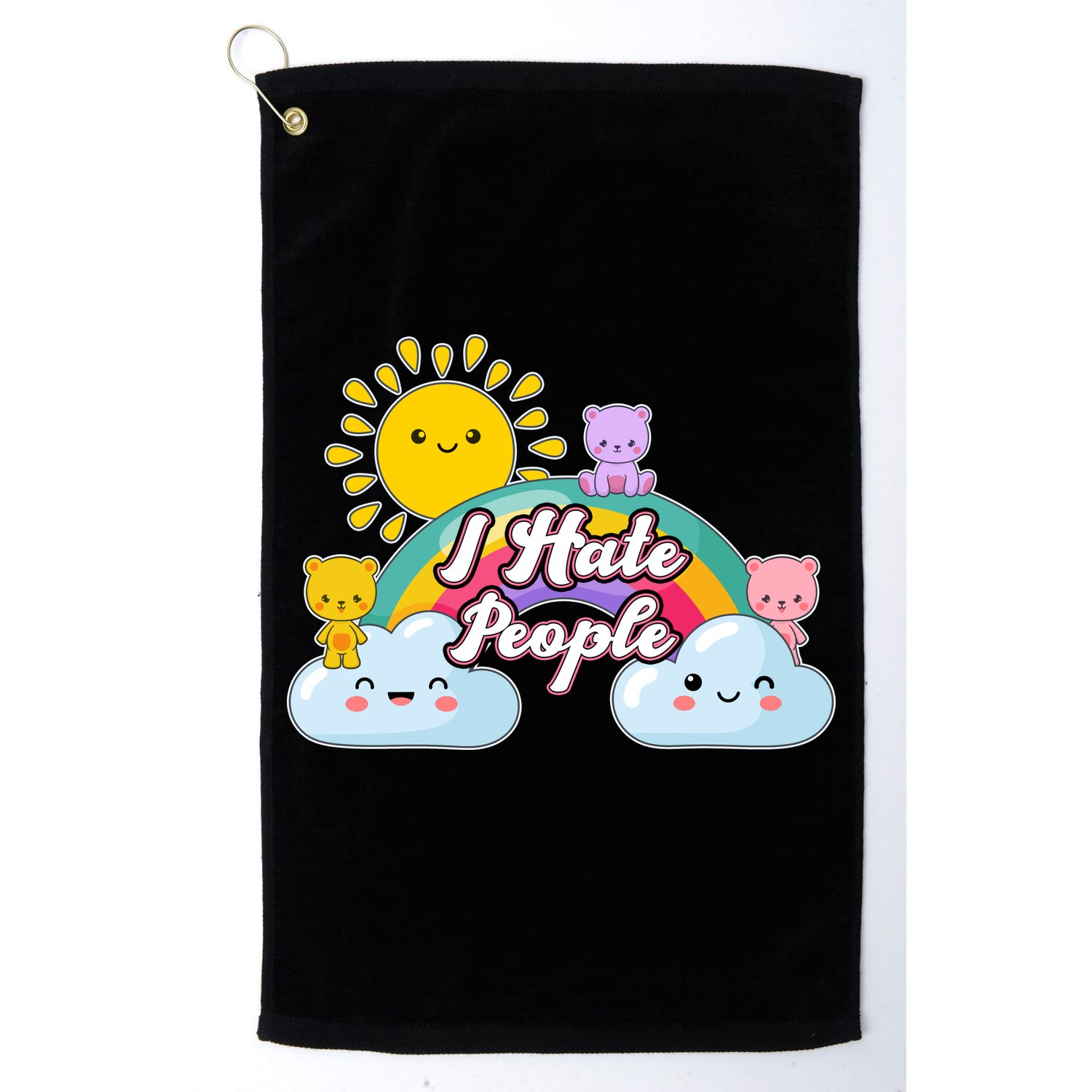 Funny Cute I Hate People  Golf Towel