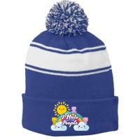 Funny Cute I Hate People  Stripe Pom Pom Beanie