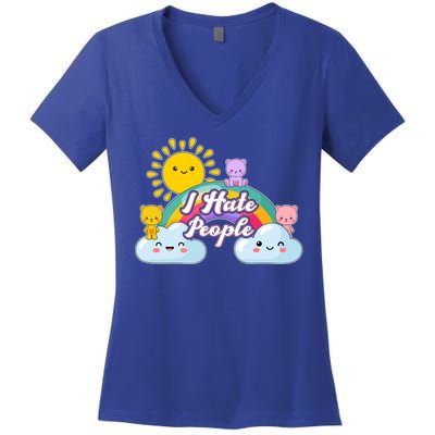 Funny Cute I Hate People  Women's V-Neck T-Shirt