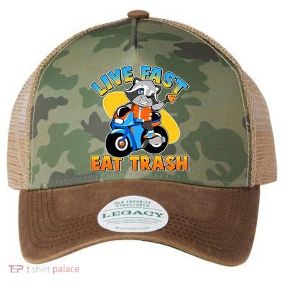 Funny Cute Live Fast Eat Trash Motorcycle Raccoon Legacy Tie Dye Trucker Hat