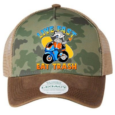 Funny Cute Live Fast Eat Trash Motorcycle Raccoon Legacy Tie Dye Trucker Hat