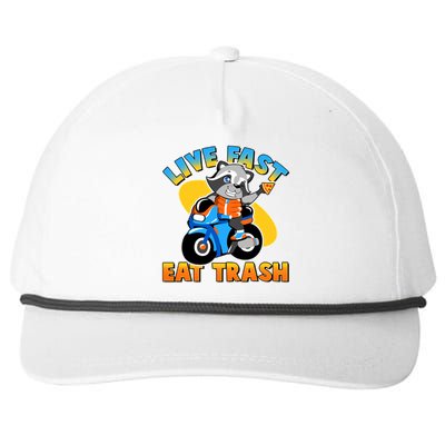 Funny Cute Live Fast Eat Trash Motorcycle Raccoon Snapback Five-Panel Rope Hat