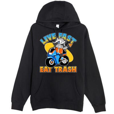 Funny Cute Live Fast Eat Trash Motorcycle Raccoon Premium Pullover Hoodie