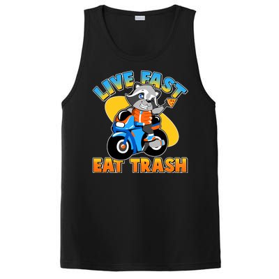 Funny Cute Live Fast Eat Trash Motorcycle Raccoon PosiCharge Competitor Tank