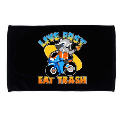 Funny Cute Live Fast Eat Trash Motorcycle Raccoon Microfiber Hand Towel