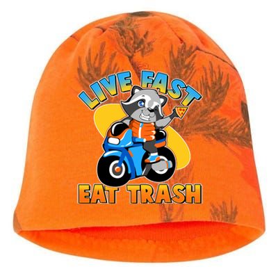 Funny Cute Live Fast Eat Trash Motorcycle Raccoon Kati - Camo Knit Beanie