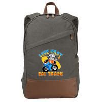 Funny Cute Live Fast Eat Trash Motorcycle Raccoon Cotton Canvas Backpack