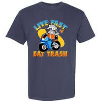 Funny Cute Live Fast Eat Trash Motorcycle Raccoon Garment-Dyed Heavyweight T-Shirt