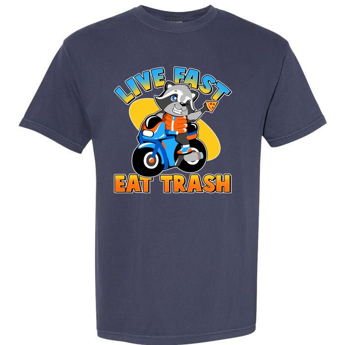 Funny Cute Live Fast Eat Trash Motorcycle Raccoon Garment-Dyed Heavyweight T-Shirt