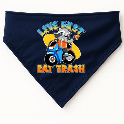 Funny Cute Live Fast Eat Trash Motorcycle Raccoon USA-Made Doggie Bandana
