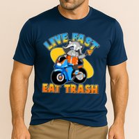 Funny Cute Live Fast Eat Trash Motorcycle Raccoon Cooling Performance Crew T-Shirt