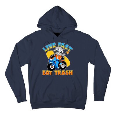 Funny Cute Live Fast Eat Trash Motorcycle Raccoon Hoodie