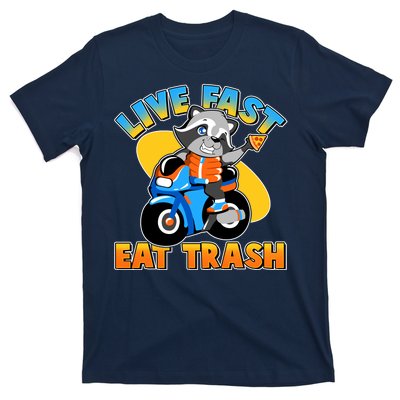 Funny Cute Live Fast Eat Trash Motorcycle Raccoon T-Shirt