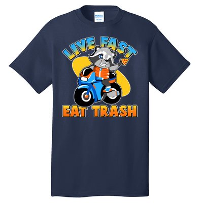 Funny Cute Live Fast Eat Trash Motorcycle Raccoon Tall T-Shirt