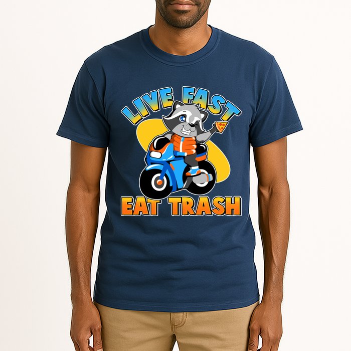 Funny Cute Live Fast Eat Trash Motorcycle Raccoon Tall T-Shirt