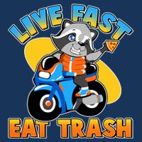 Funny Cute Live Fast Eat Trash Motorcycle Raccoon Tall T-Shirt