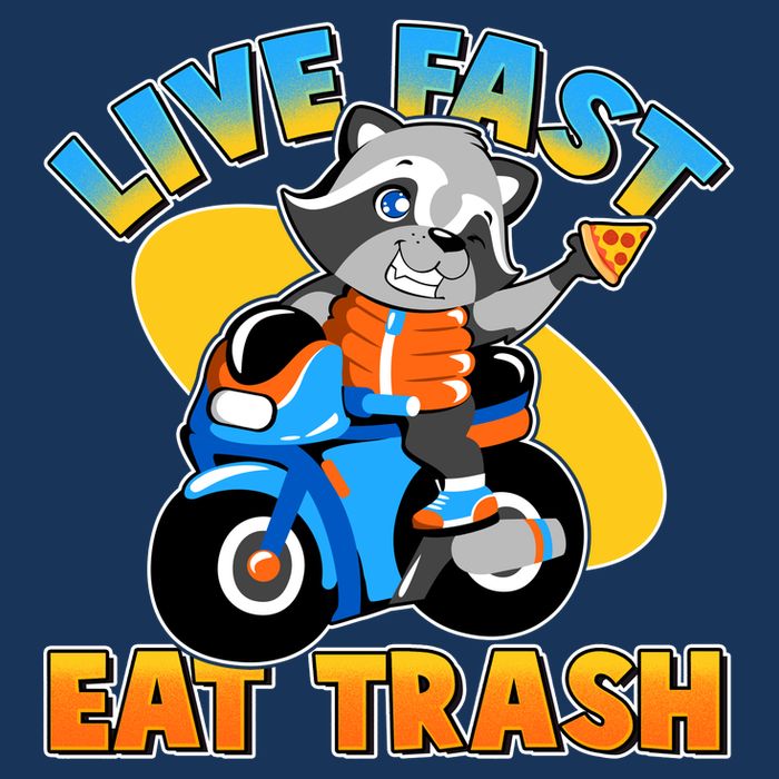 Funny Cute Live Fast Eat Trash Motorcycle Raccoon Tall T-Shirt