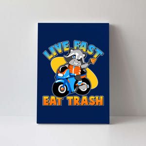 Funny Cute Live Fast Eat Trash Motorcycle Raccoon Canvas