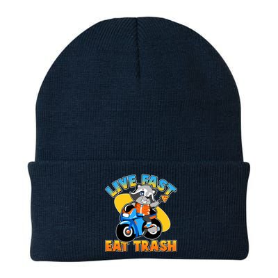 Funny Cute Live Fast Eat Trash Motorcycle Raccoon Knit Cap Winter Beanie