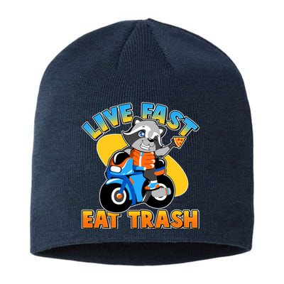 Funny Cute Live Fast Eat Trash Motorcycle Raccoon Sustainable Beanie