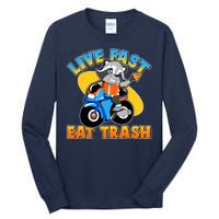 Funny Cute Live Fast Eat Trash Motorcycle Raccoon Tall Long Sleeve T-Shirt