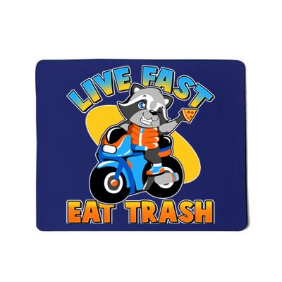 Funny Cute Live Fast Eat Trash Motorcycle Raccoon Mousepad