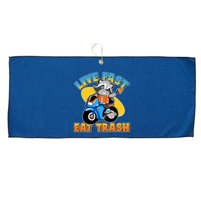 Funny Cute Live Fast Eat Trash Motorcycle Raccoon Large Microfiber Waffle Golf Towel