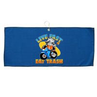 Funny Cute Live Fast Eat Trash Motorcycle Raccoon Large Microfiber Waffle Golf Towel