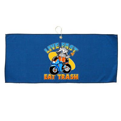 Funny Cute Live Fast Eat Trash Motorcycle Raccoon Large Microfiber Waffle Golf Towel