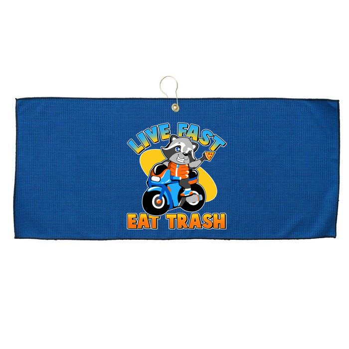 Funny Cute Live Fast Eat Trash Motorcycle Raccoon Large Microfiber Waffle Golf Towel