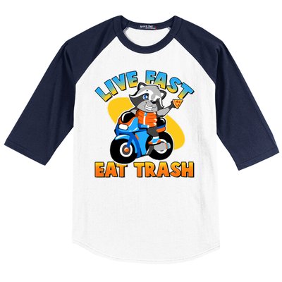 Funny Cute Live Fast Eat Trash Motorcycle Raccoon Baseball Sleeve Shirt