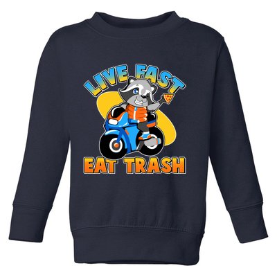 Funny Cute Live Fast Eat Trash Motorcycle Raccoon Toddler Sweatshirt