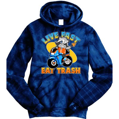 Funny Cute Live Fast Eat Trash Motorcycle Raccoon Tie Dye Hoodie