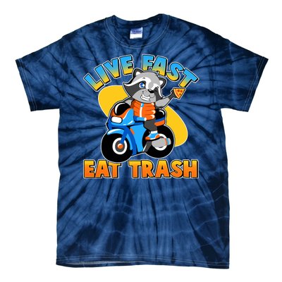 Funny Cute Live Fast Eat Trash Motorcycle Raccoon Tie-Dye T-Shirt