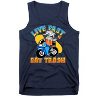 Funny Cute Live Fast Eat Trash Motorcycle Raccoon Tank Top