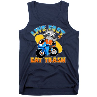 Funny Cute Live Fast Eat Trash Motorcycle Raccoon Tank Top