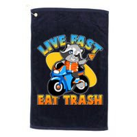 Funny Cute Live Fast Eat Trash Motorcycle Raccoon Platinum Collection Golf Towel