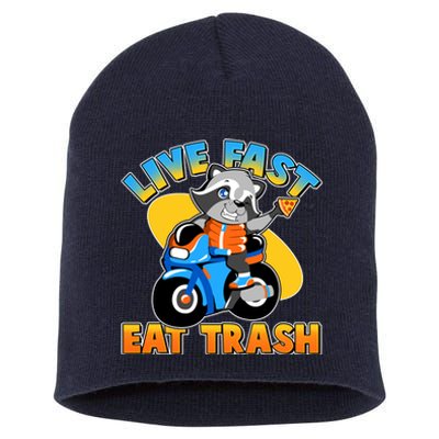 Funny Cute Live Fast Eat Trash Motorcycle Raccoon Short Acrylic Beanie