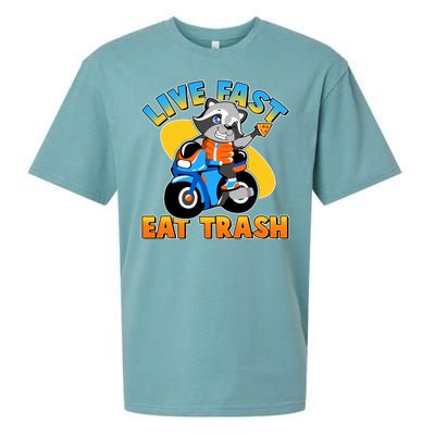 Funny Cute Live Fast Eat Trash Motorcycle Raccoon Sueded Cloud Jersey T-Shirt