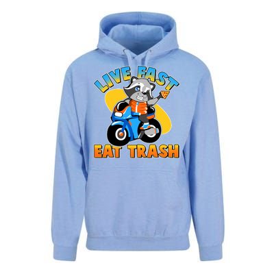 Funny Cute Live Fast Eat Trash Motorcycle Raccoon Unisex Surf Hoodie