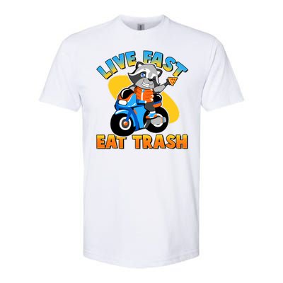 Funny Cute Live Fast Eat Trash Motorcycle Raccoon Softstyle® CVC T-Shirt