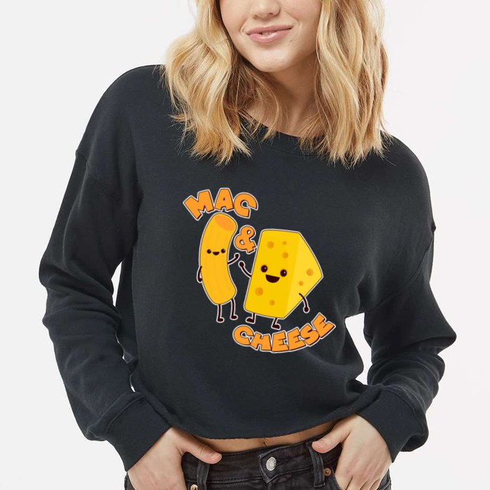 Funny Cute Mac & Cheese Cropped Pullover Crew