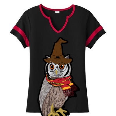 Funny Cute Owl Halloween Ladies Halftime Notch Neck Tee