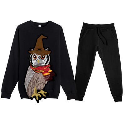 Funny Cute Owl Halloween Premium Crewneck Sweatsuit Set