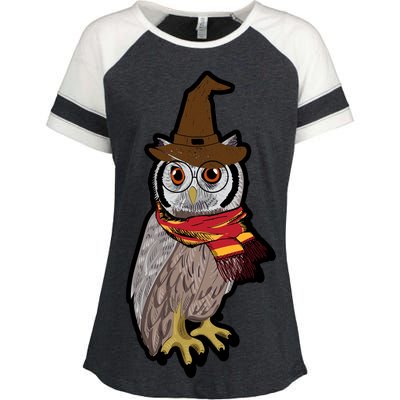 Funny Cute Owl Halloween Enza Ladies Jersey Colorblock Tee