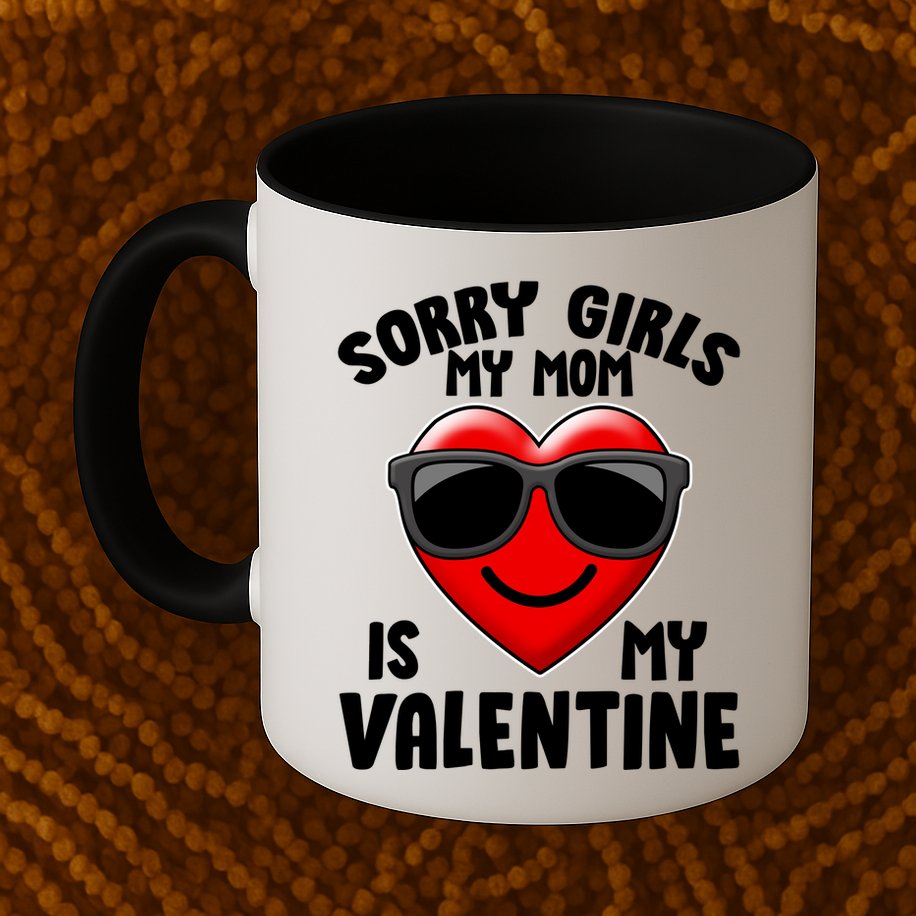 Funny Cute Sorry Girls My Mom is My Valentine Mug